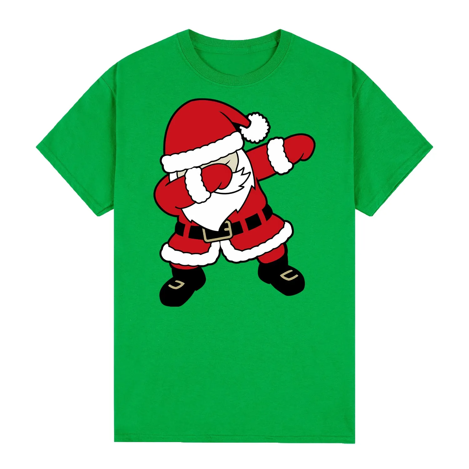 NNEDSZ 100% Cotton Christmas T-shirt Adult Unisex Tee Tops Funny Santa Party Custume, Dancing Santa (Green), XL