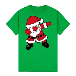 NNEDSZ 100% Cotton Christmas T-shirt Adult Unisex Tee Tops Funny Santa Party Custume, Dancing Santa (Green), XL