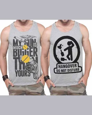 (Pack of 2) Men Printed Vest / Grey