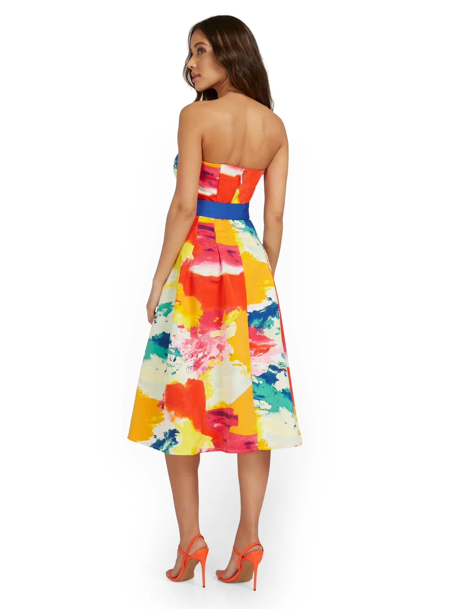 Petite Strapless Bow-Front Midi Dress