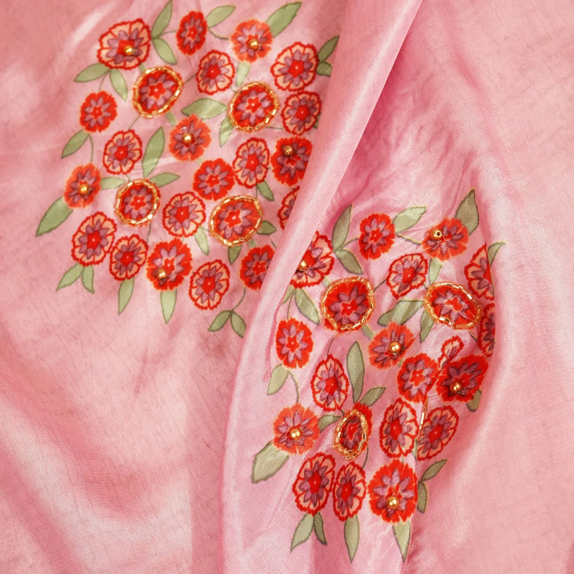 Pink Floral Print Crepe Fabric MTF-23836