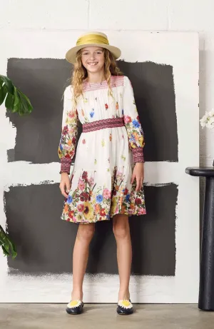 Porter Vibrant Floral Shirred Neck Dress