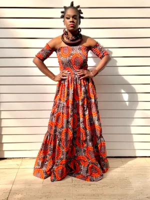 Printed Strapless Dress
