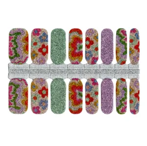 Purple, Green, Red, Yellow Glitter Flowers