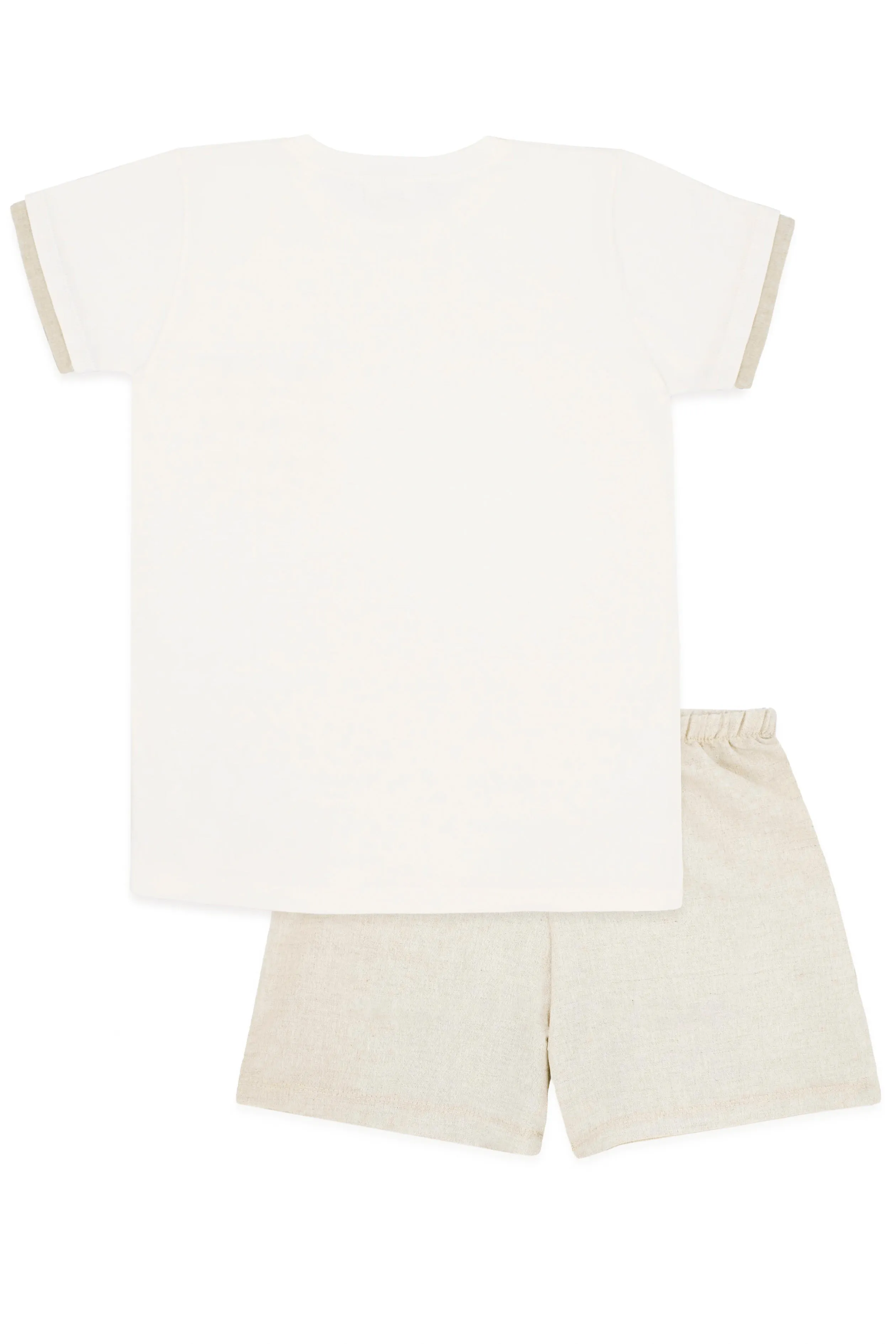 "Caden" T-Shirt & Beige Linen Shorts
