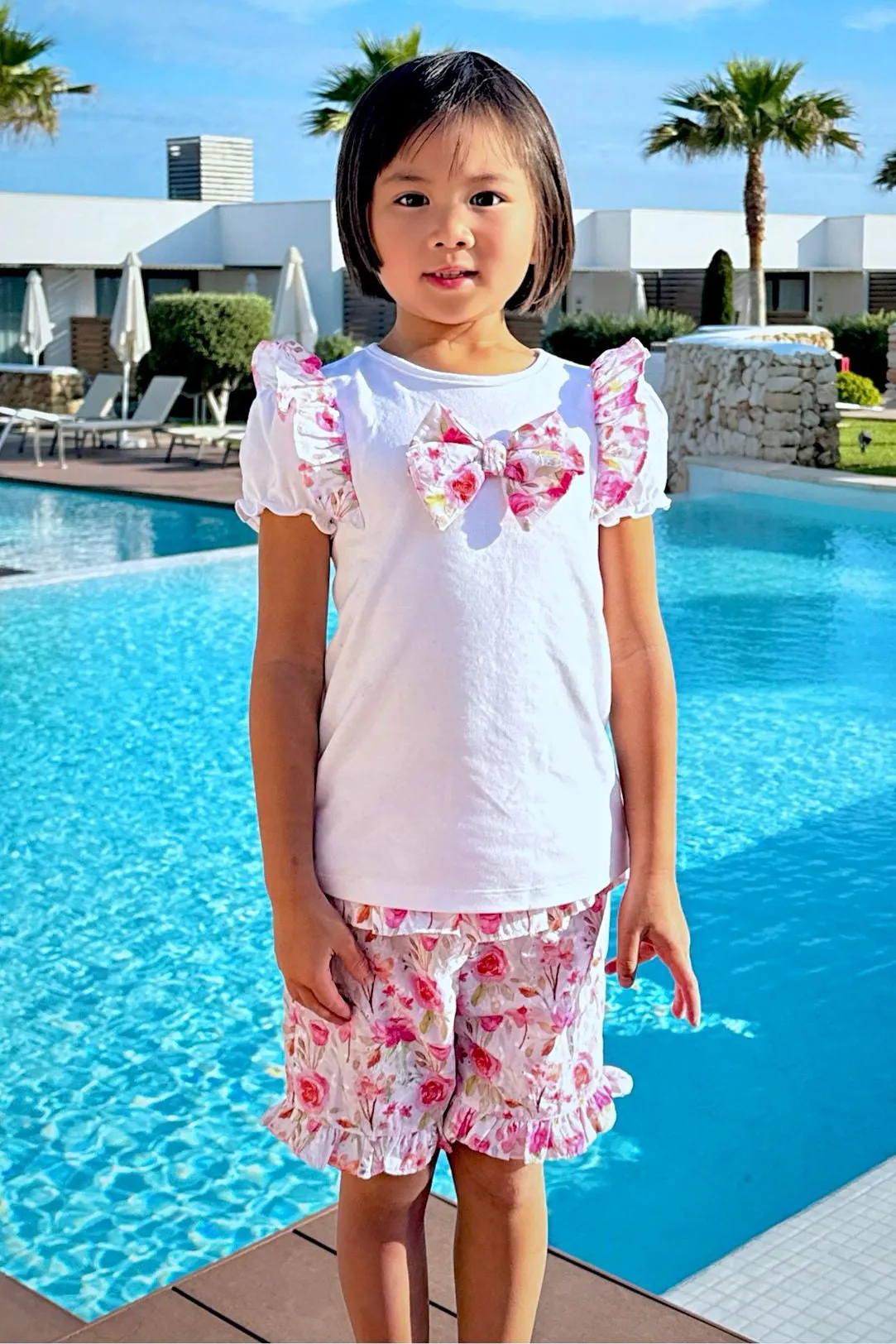 "Phoebe" Hot Pink Floral Top & Shorts