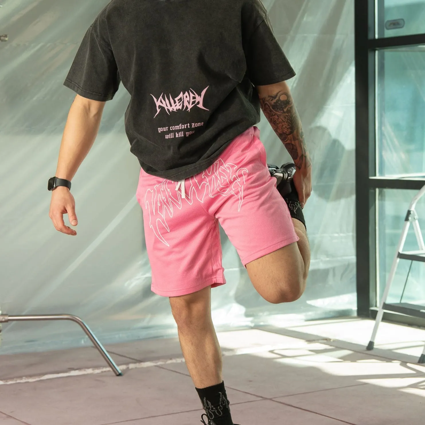 REGULAR CUT "CLASSIC" SHORTS - PINK / WHITE