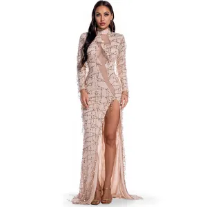 Sensational Vintage-Style Netted Long-sleeve Dress
