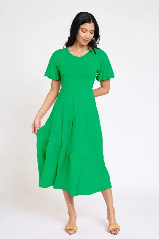 Solid Tiered Flowy Dress