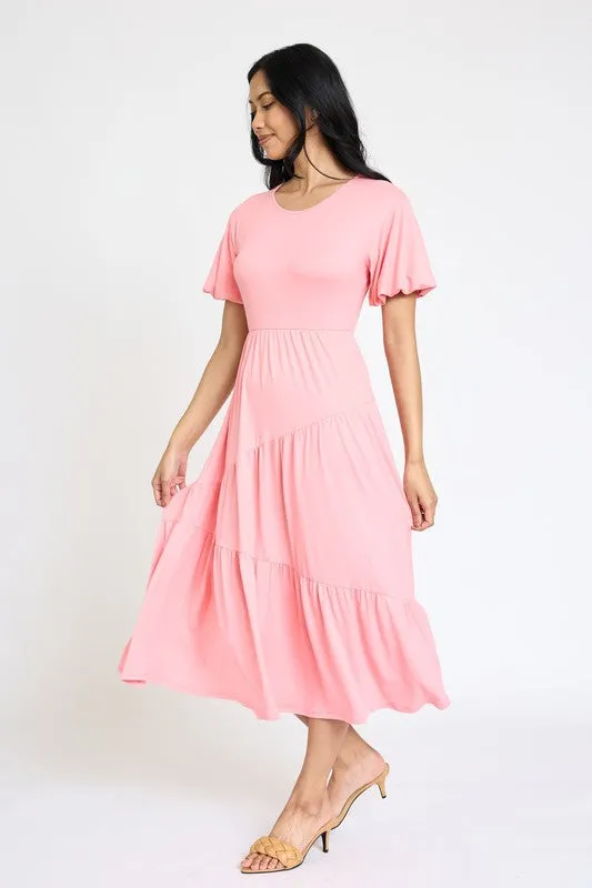 Solid Tiered Flowy Dress