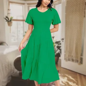 Solid Tiered Flowy Dress