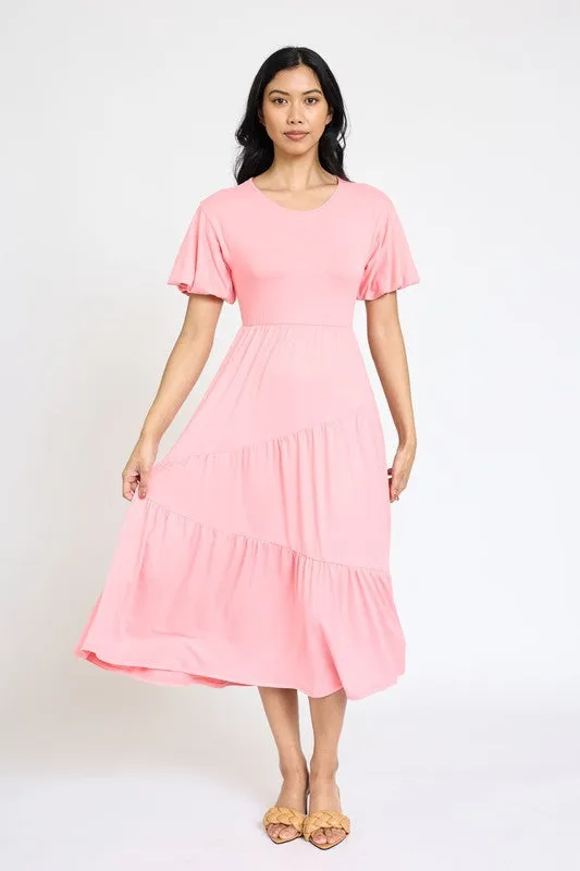 Solid Tiered Flowy Dress