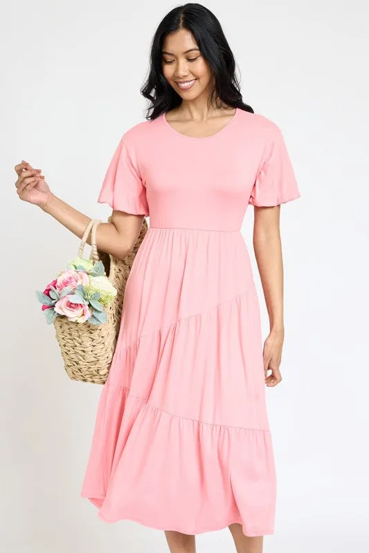 Solid Tiered Flowy Dress