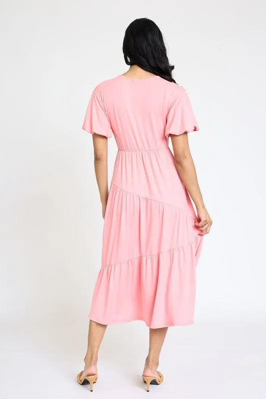 Solid Tiered Flowy Dress