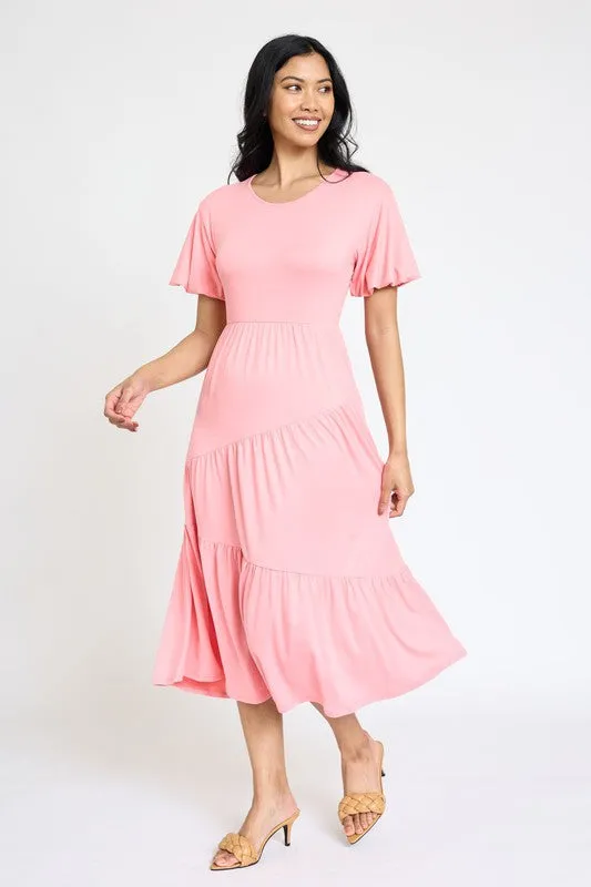 Solid Tiered Flowy Dress