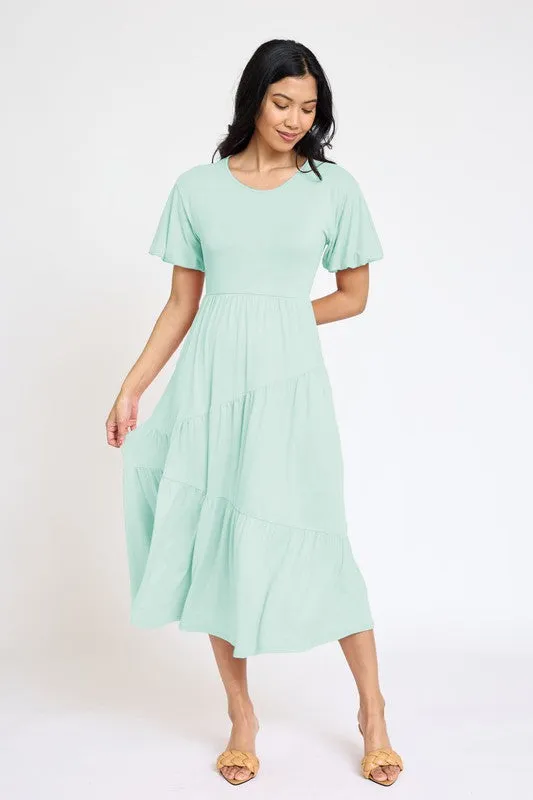 Solid Tiered Flowy Dress