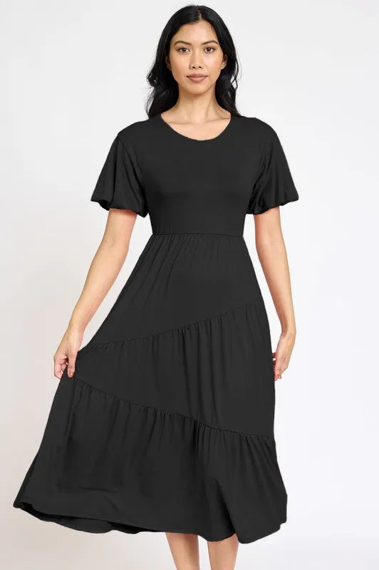 Solid Tiered Flowy Dress