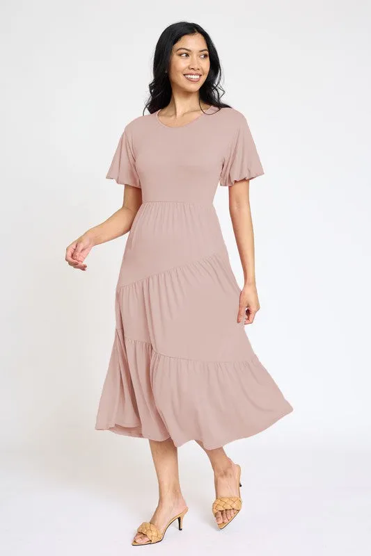 Solid Tiered Flowy Dress