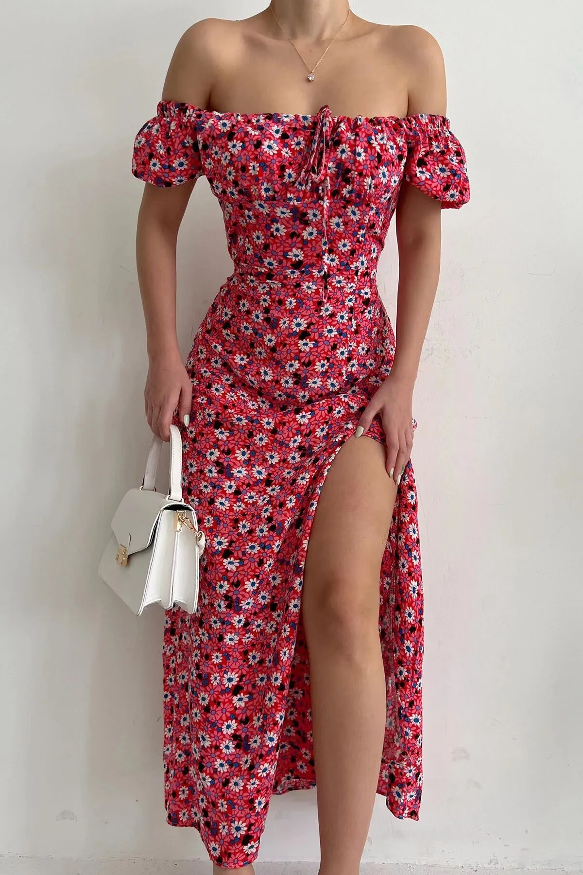Spaghetti Straps Sexy Floral Split Maxi Dress