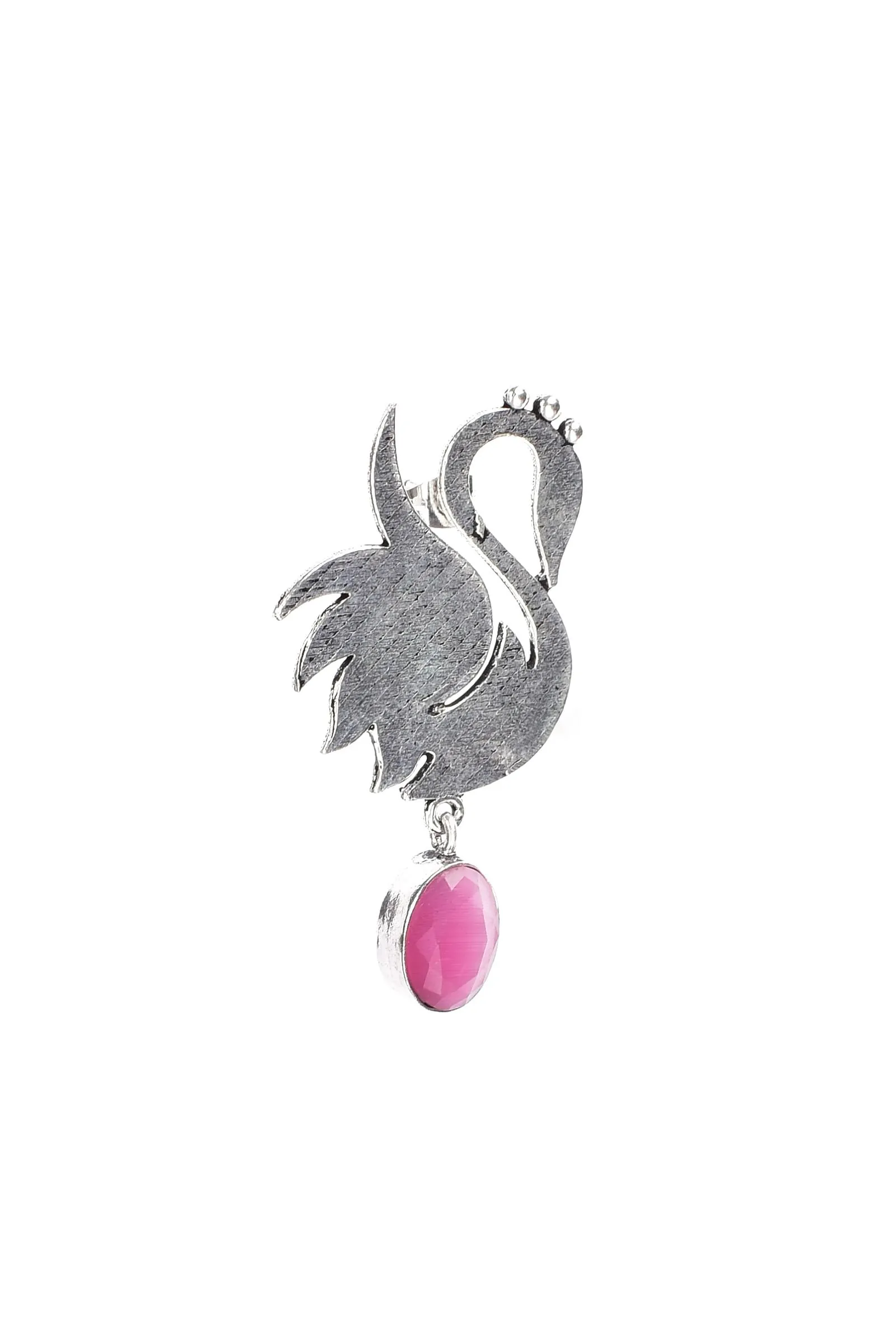 Swan Pink Brass Earrings