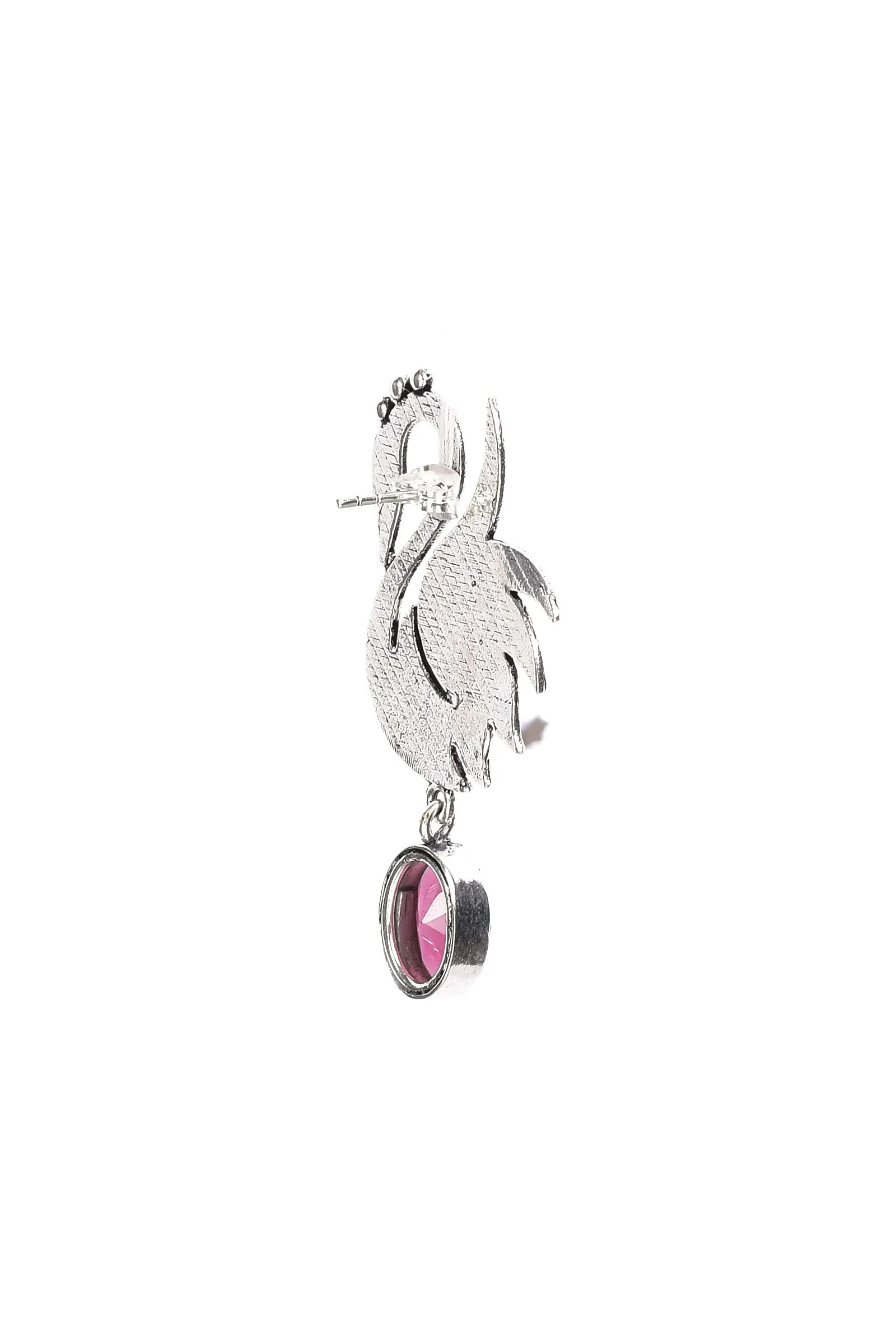 Swan Pink Brass Earrings