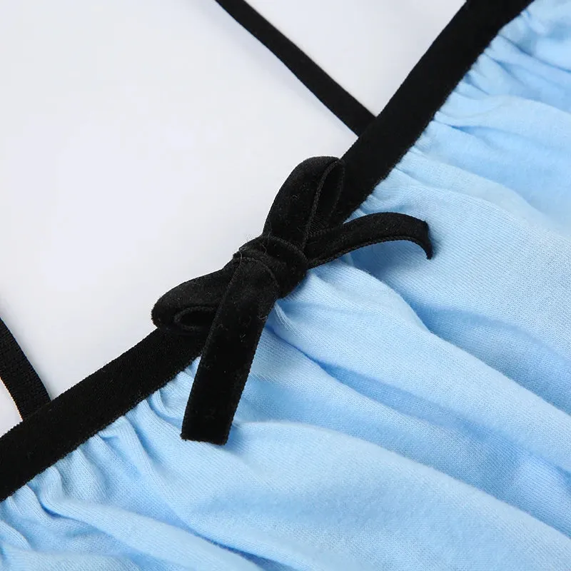 Sweet Stripe Bow Ruffles Crop Top