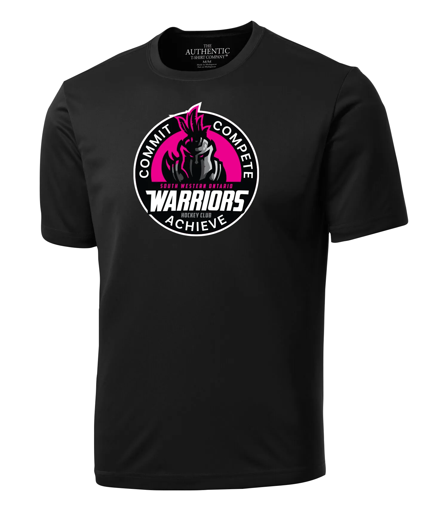 SWO Warriors Pink Badge Adult Dri-Fit T-Shirt with Printed Logo