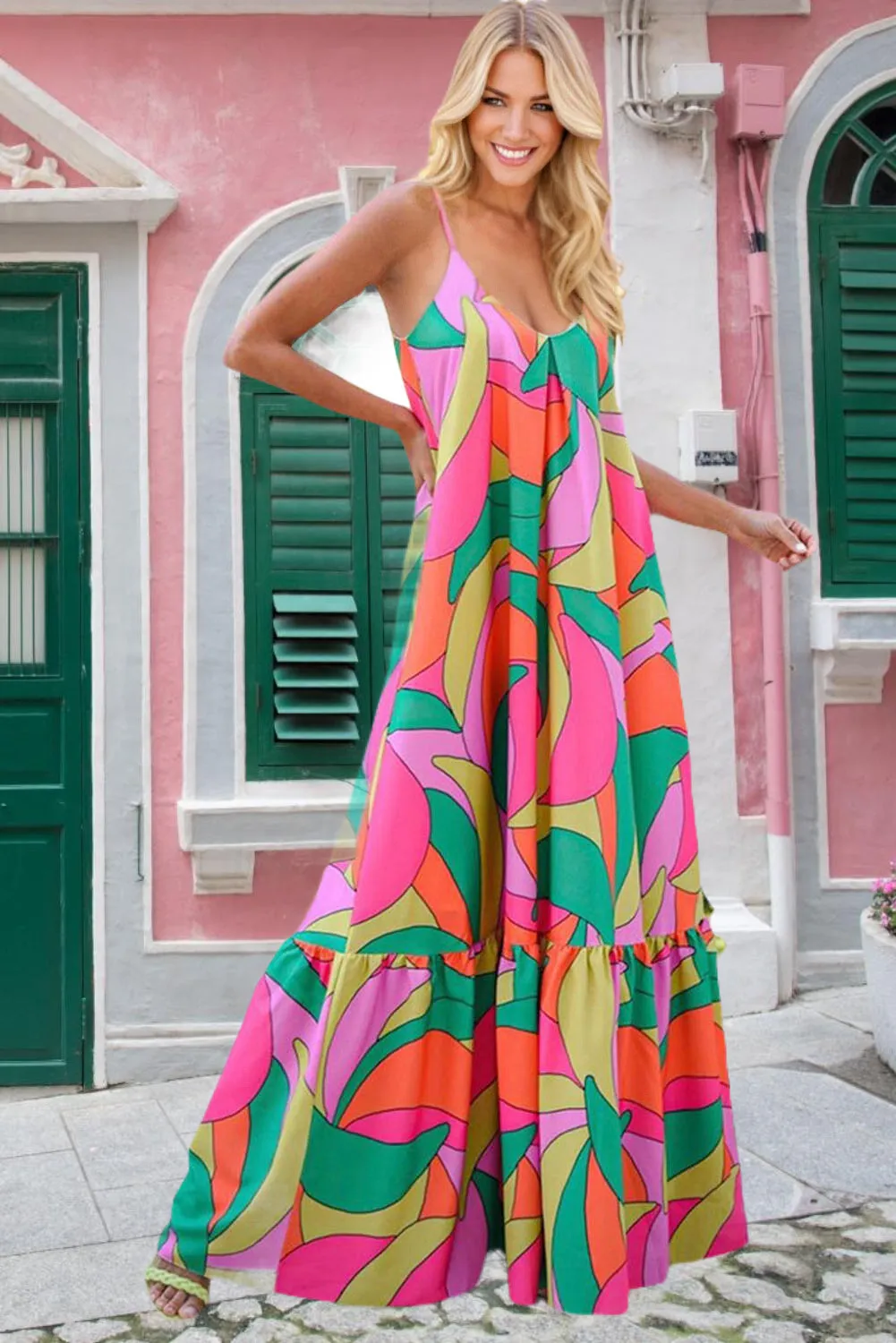 Vibrant Abstract Maxi Dress