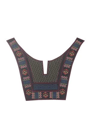 Vibrant Black with Multicolour Intricate Design Embroidery Neck
