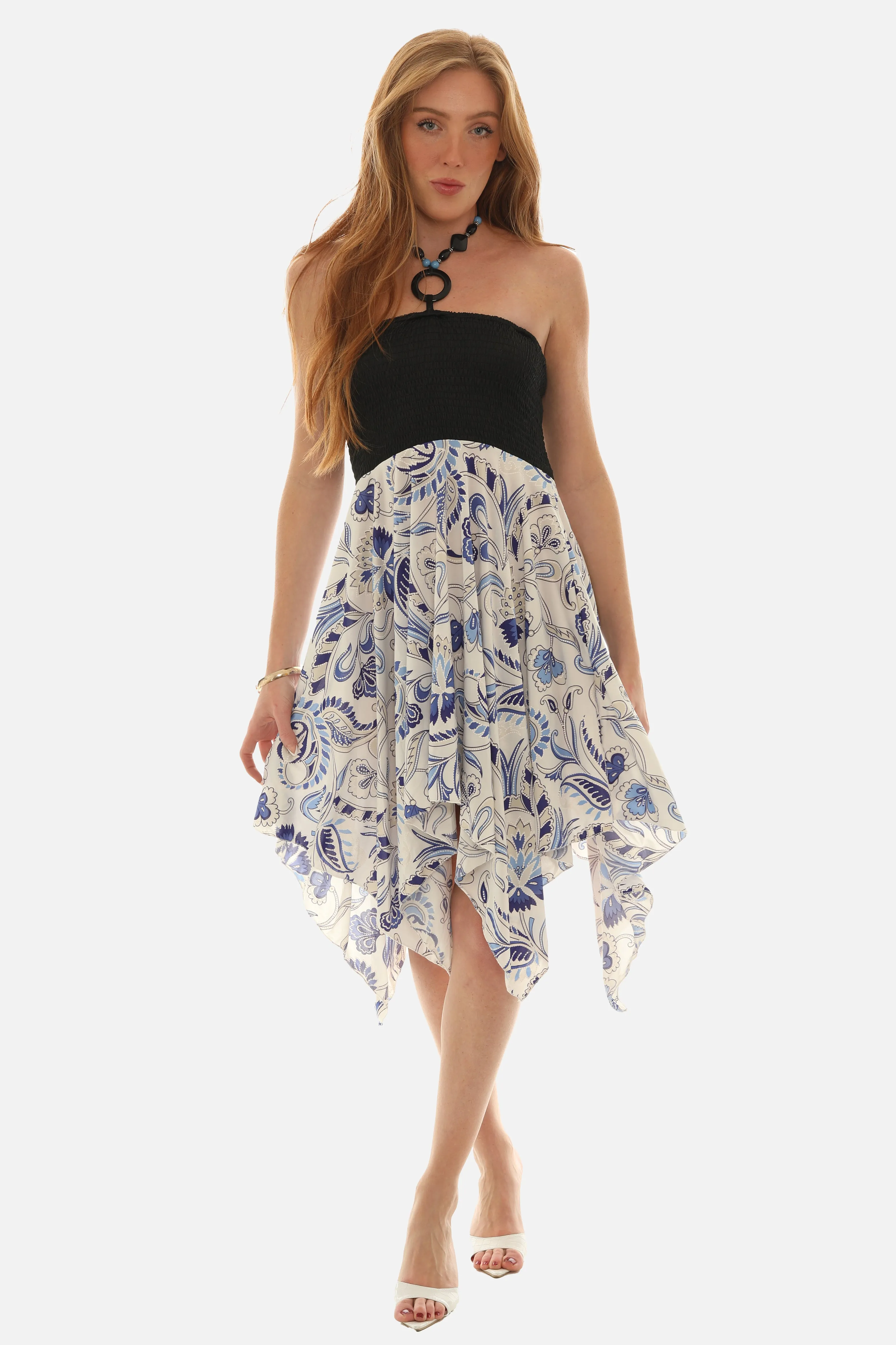 Vibrant Floral Paisley Print Sleeveless Dress