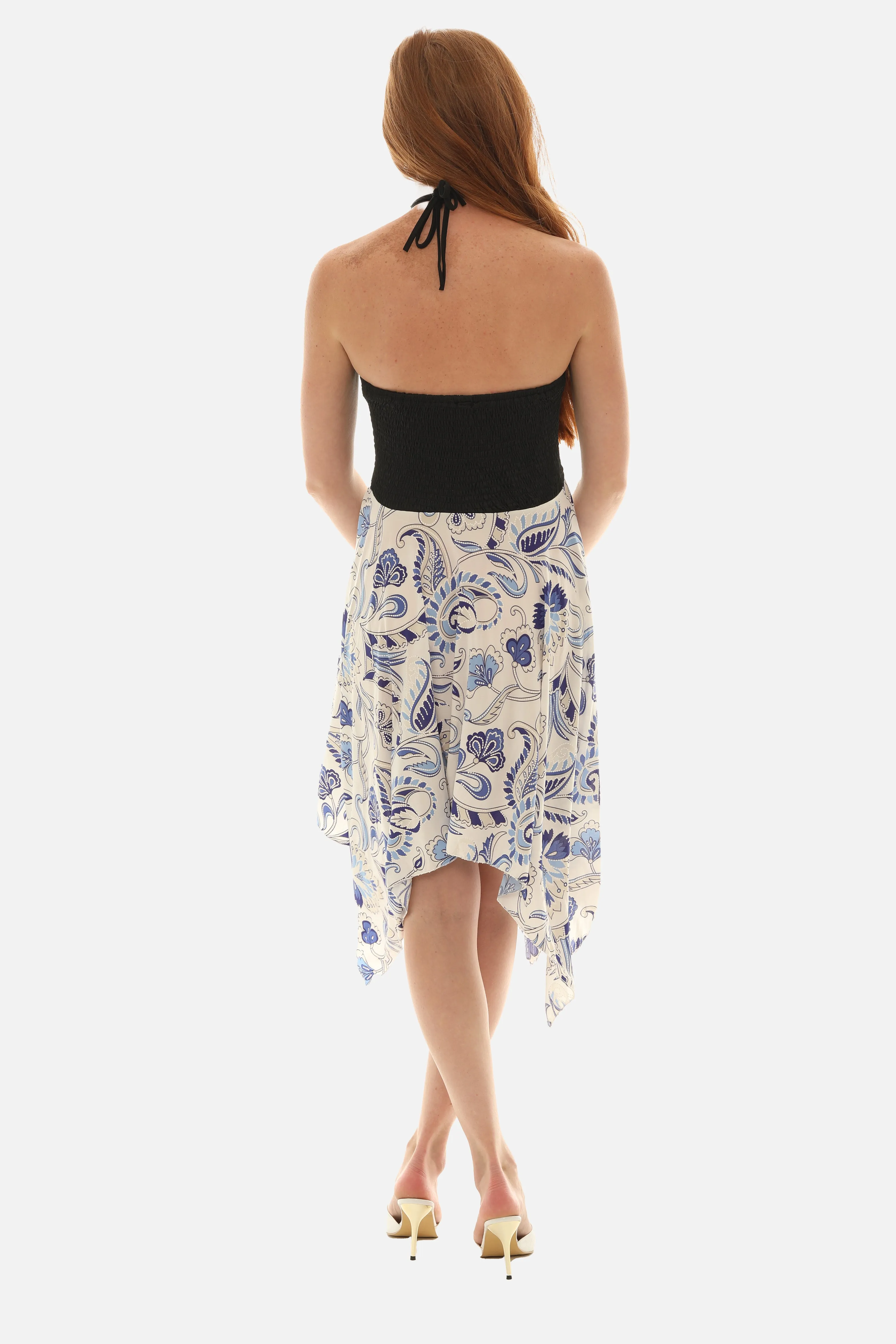 Vibrant Floral Paisley Print Sleeveless Dress