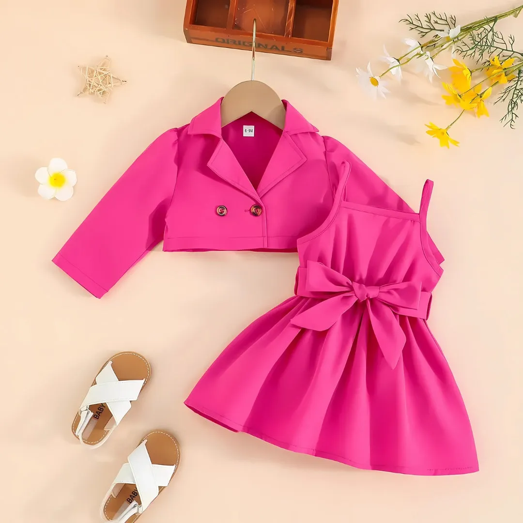 Vibrant Girls Dress with Coat Set