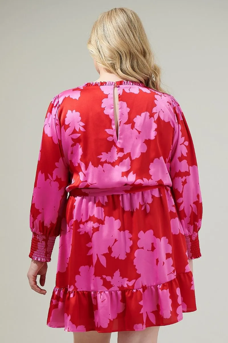 Vibrant Red & Fuschia Floral Dress