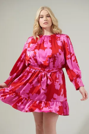 Vibrant Red & Fuschia Floral Dress