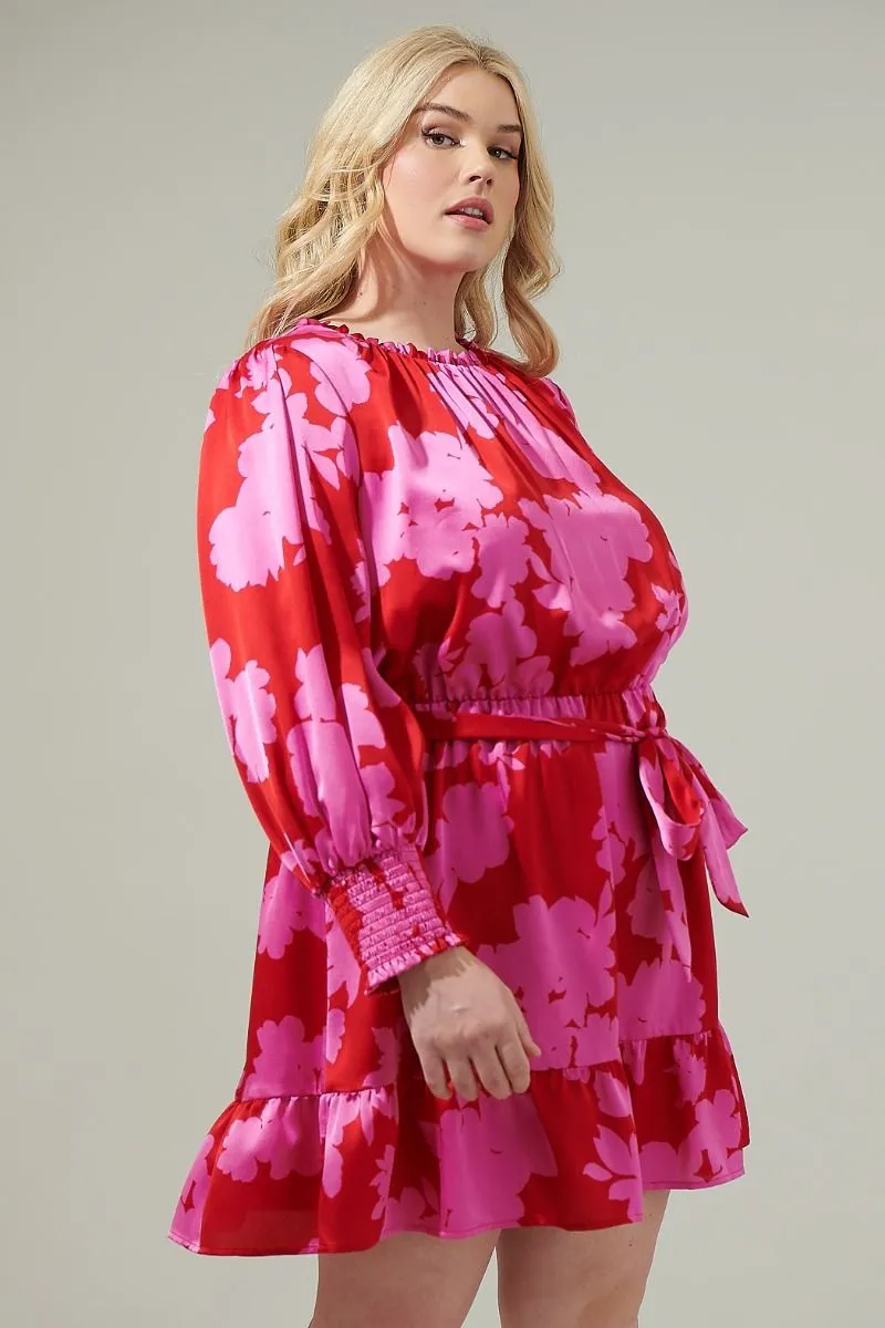 Vibrant Red & Fuschia Floral Dress