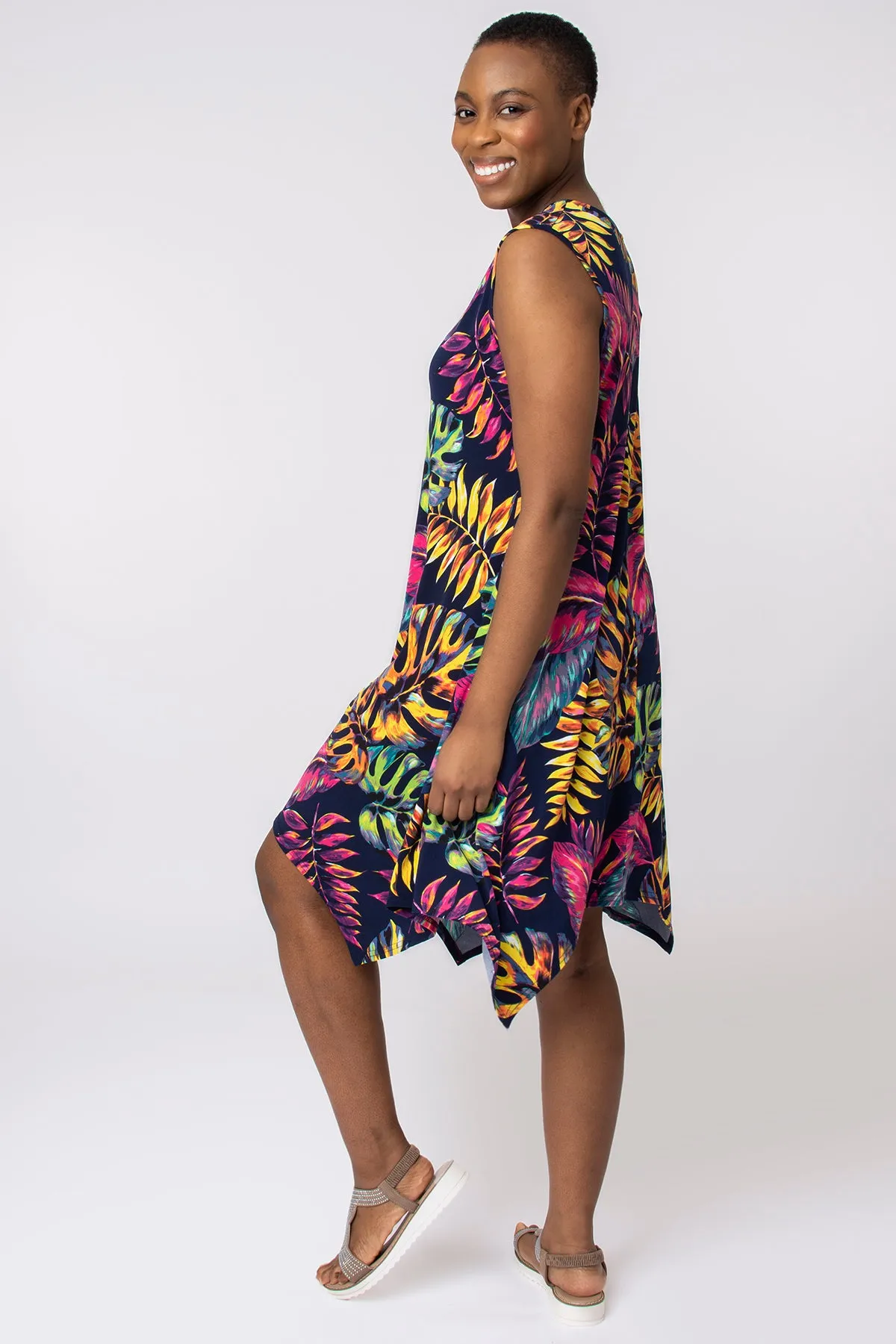 Vibrant Tropical Print Dress