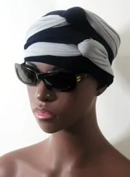 Women Navy & Light Gray EZ PZ Turban Wrap