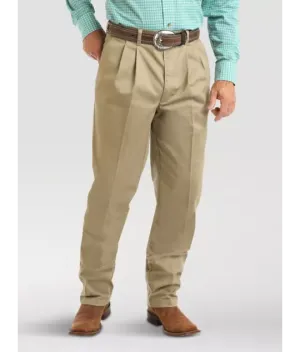 WRANGLER CASUALS PLEATED KHAKI FRONT RELAXED FIT PANTS