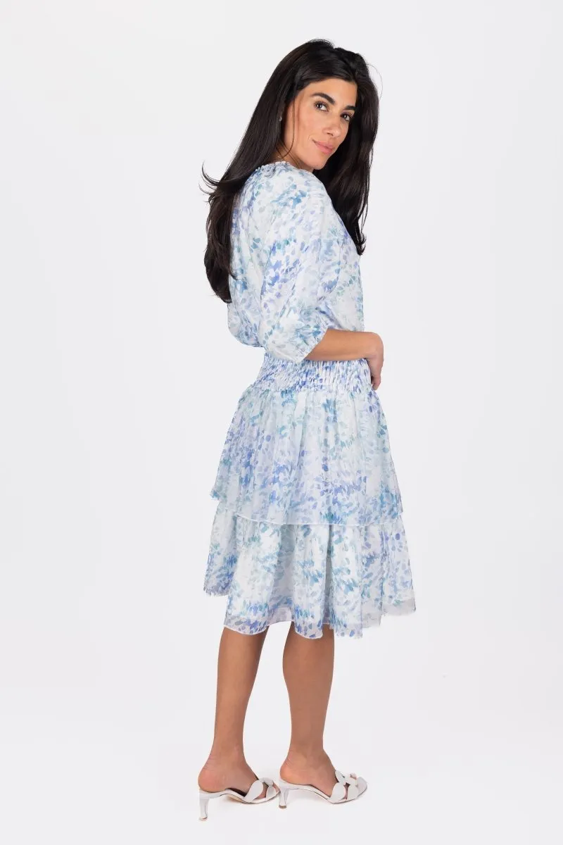 ZENA DRESS SHORT SLEEVE 39" (BLUE/MULTI)