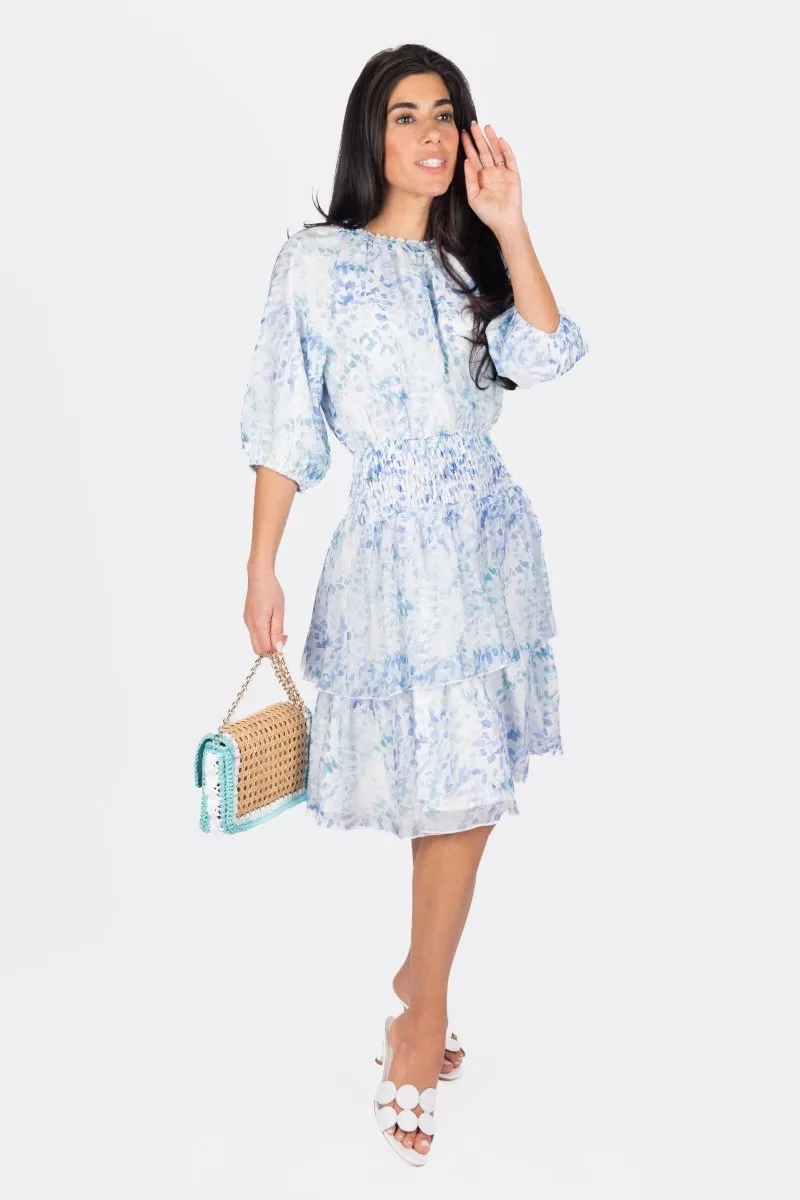 ZENA DRESS SHORT SLEEVE 39" (BLUE/MULTI)