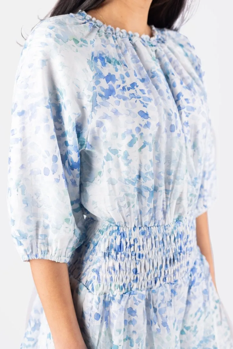 ZENA DRESS SHORT SLEEVE 39" (BLUE/MULTI)