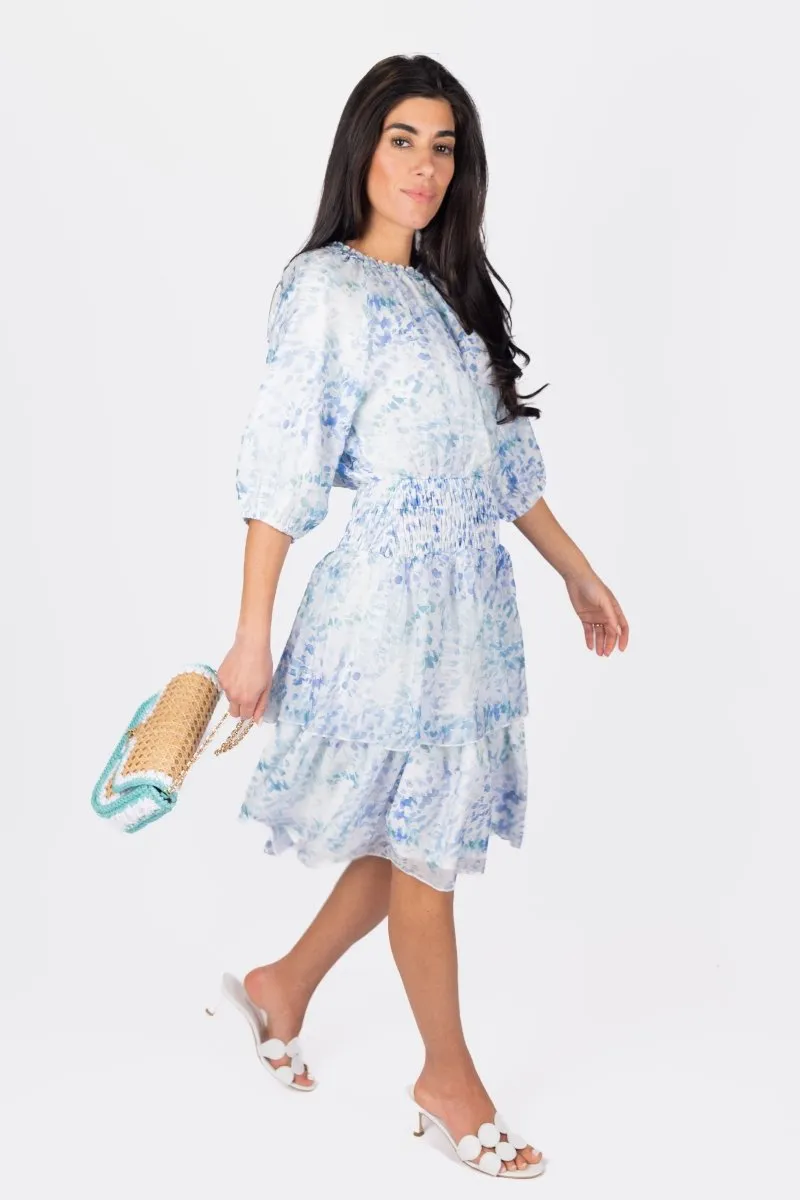 ZENA DRESS SHORT SLEEVE 39" (BLUE/MULTI)