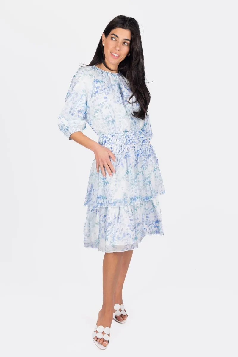 ZENA DRESS SHORT SLEEVE 39" (BLUE/MULTI)