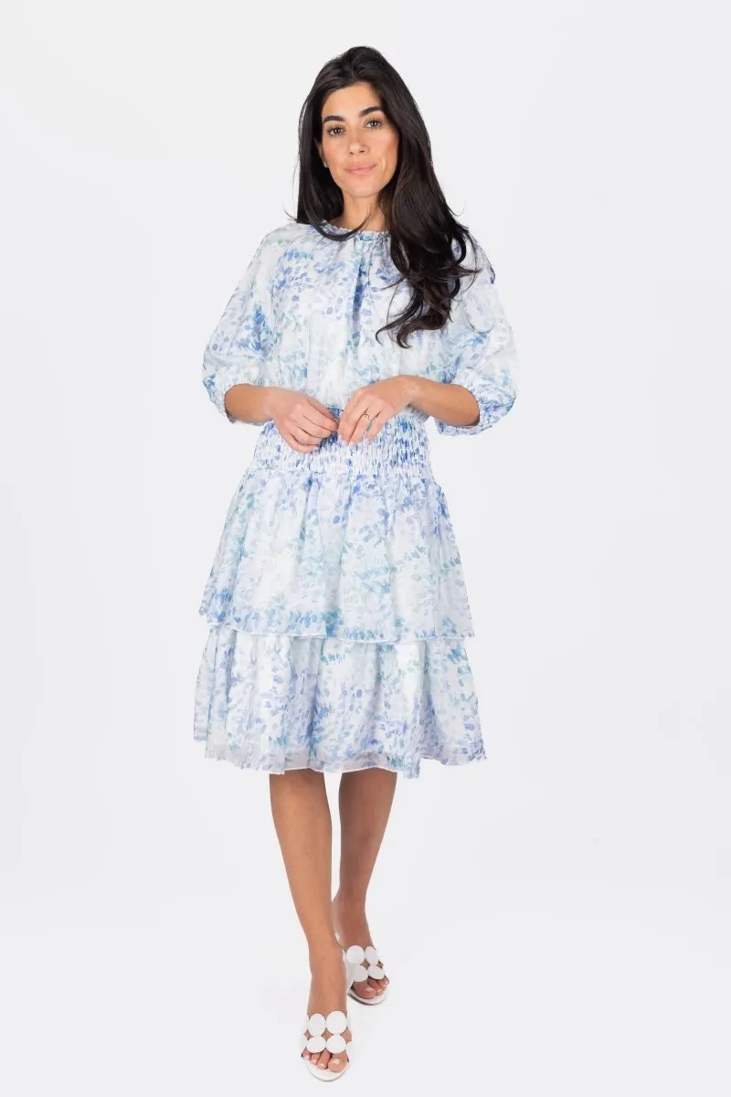 ZENA DRESS SHORT SLEEVE 39" (BLUE/MULTI)