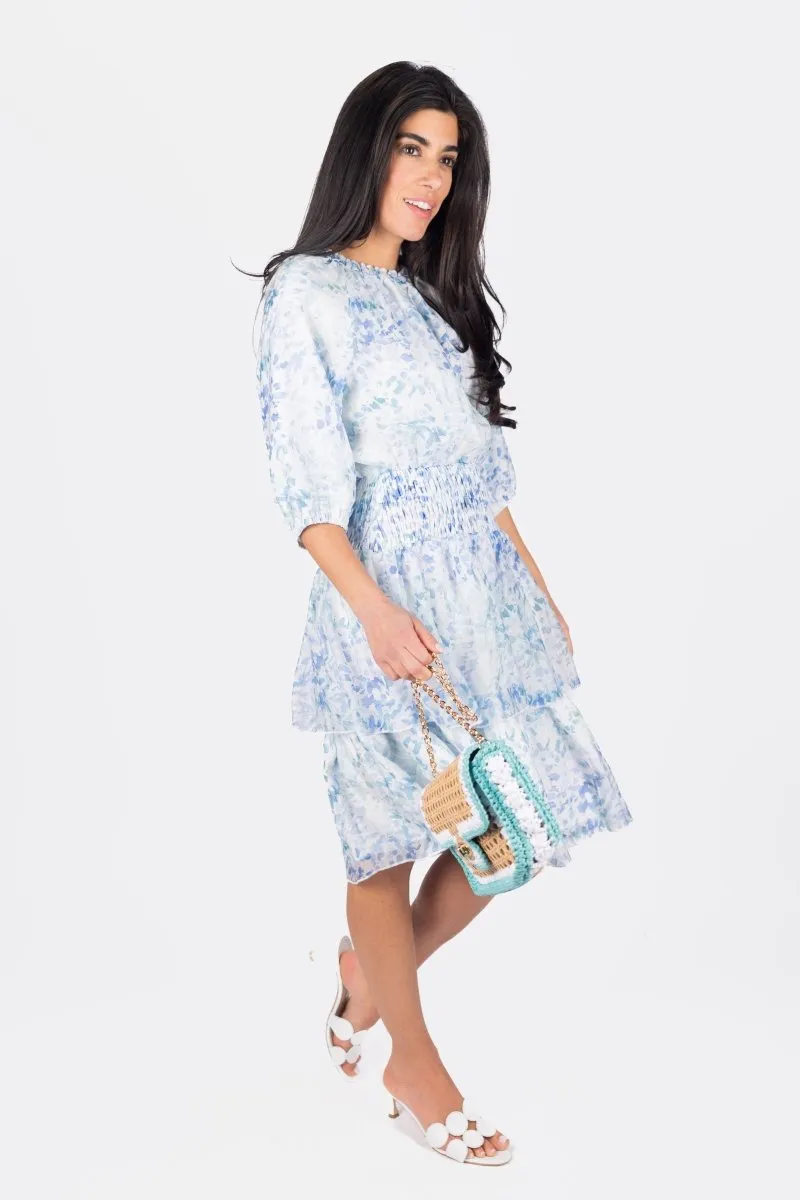 ZENA DRESS SHORT SLEEVE 39" (BLUE/MULTI)