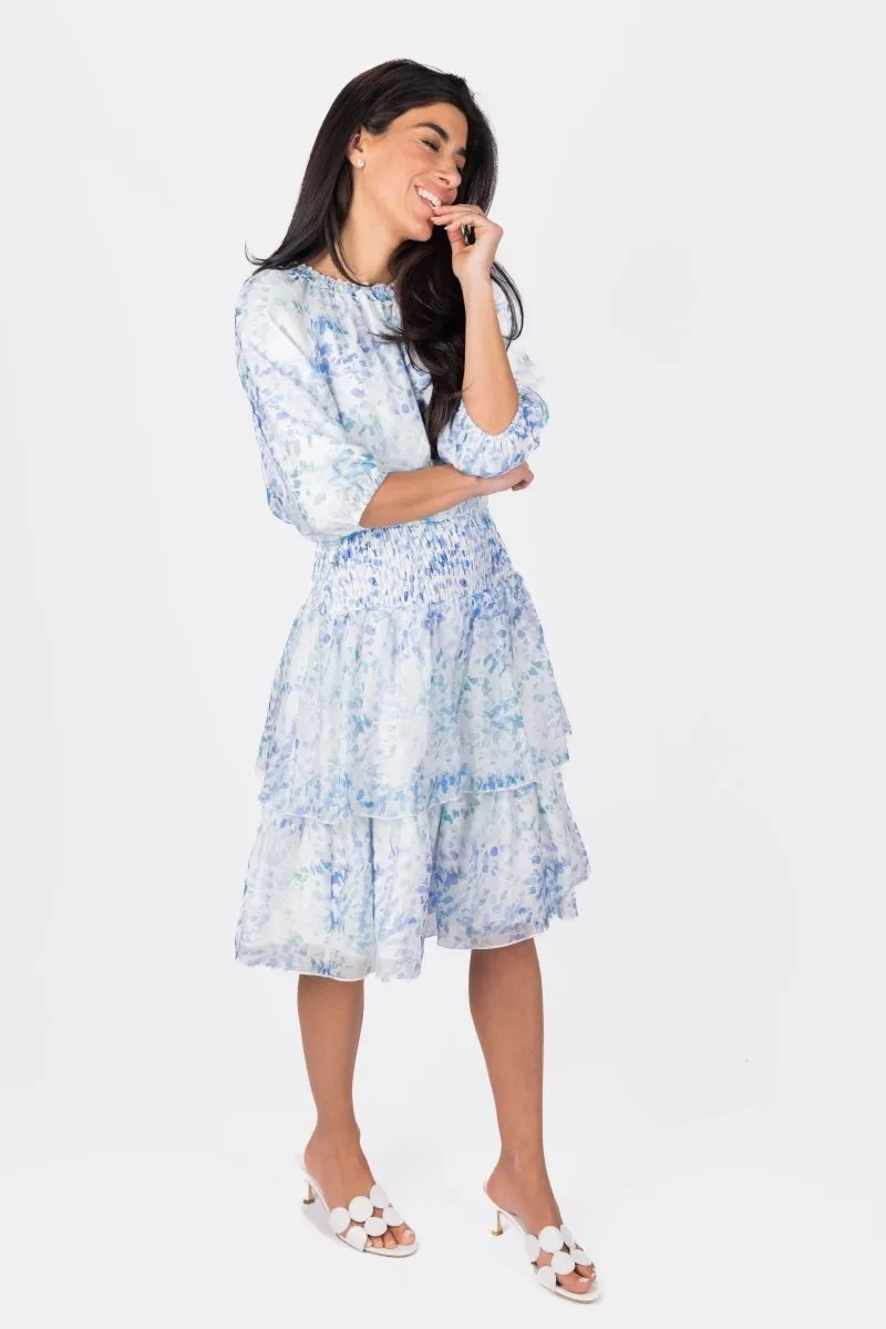 ZENA DRESS SHORT SLEEVE 39" (BLUE/MULTI)